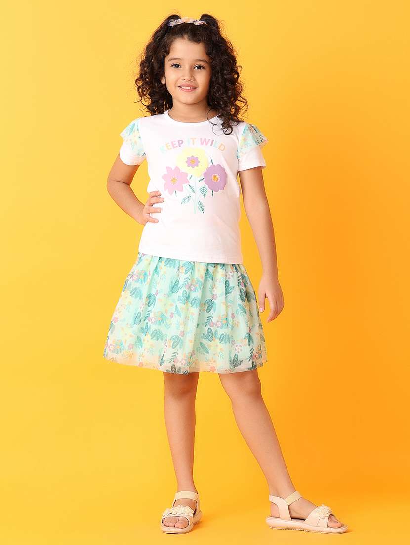 girls printed round neck tee - 21378401 -  Standard Image - 1