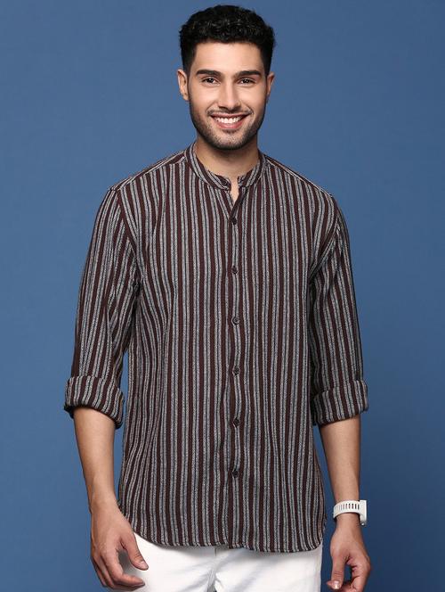 men long sleeved striped casual shirt - 21378727 - Standard Image - 0