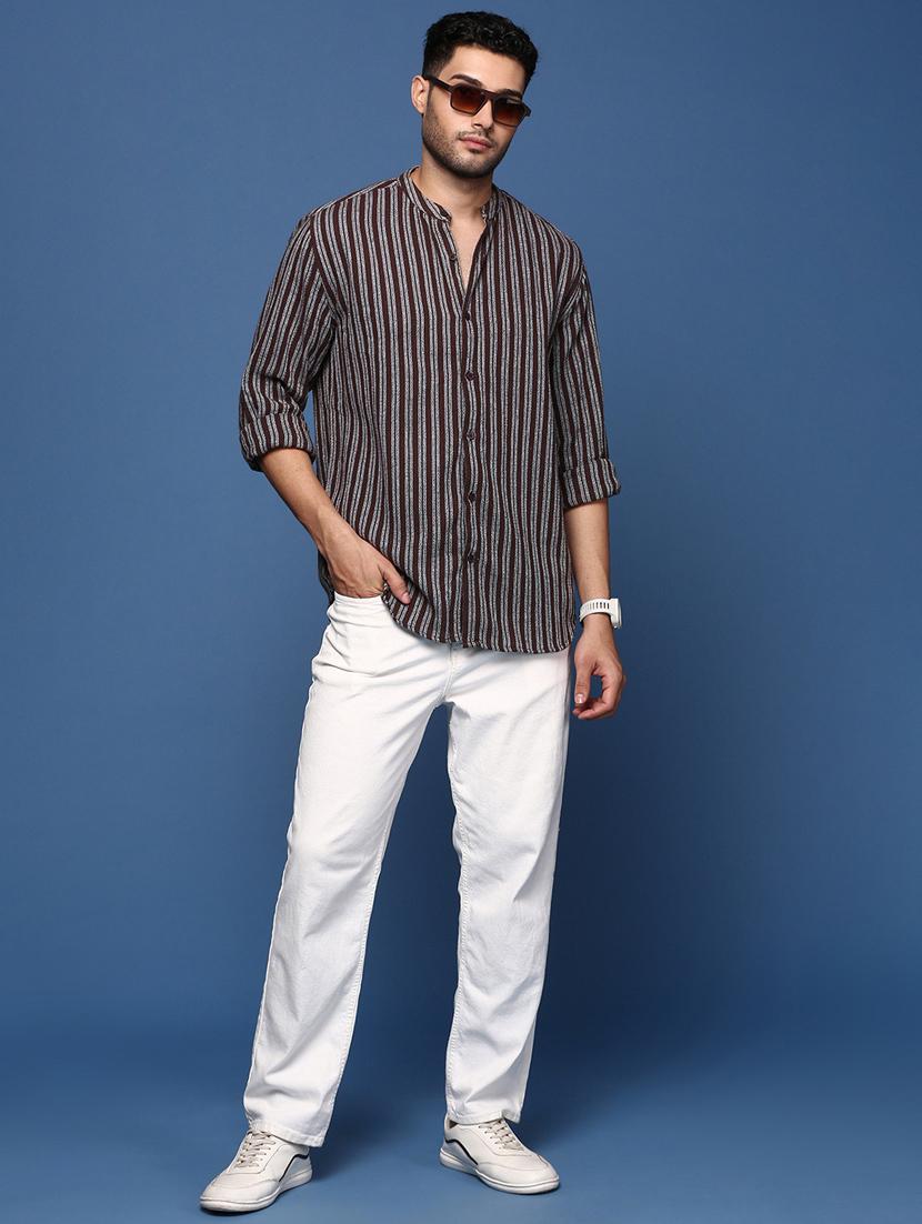 men long sleeved striped casual shirt - 21378727 - Standard Image - 4