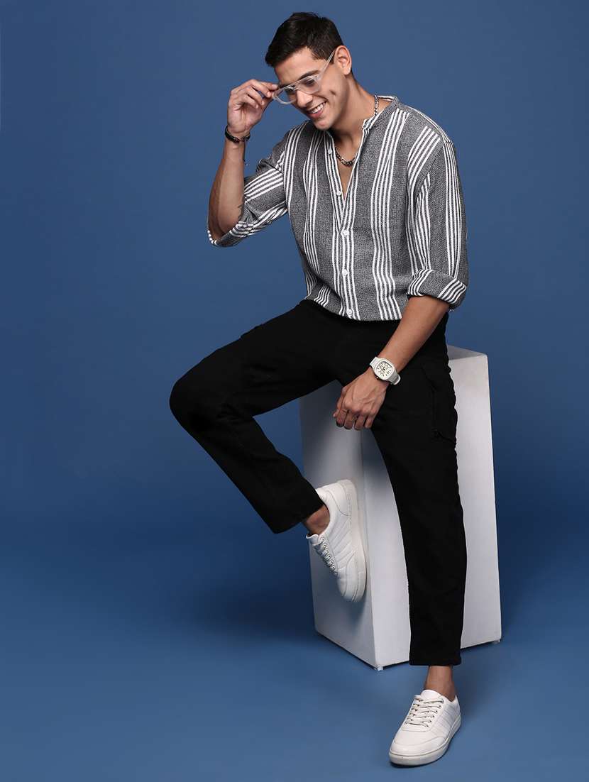men long sleeved striped casual shirt - 21378728 - Standard Image - 4