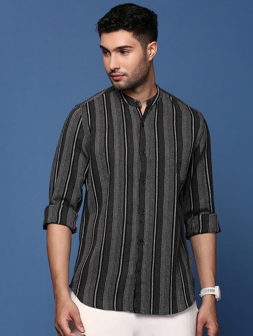 men long sleeved striped casual shirt - 21378731 - Standard Image - 0