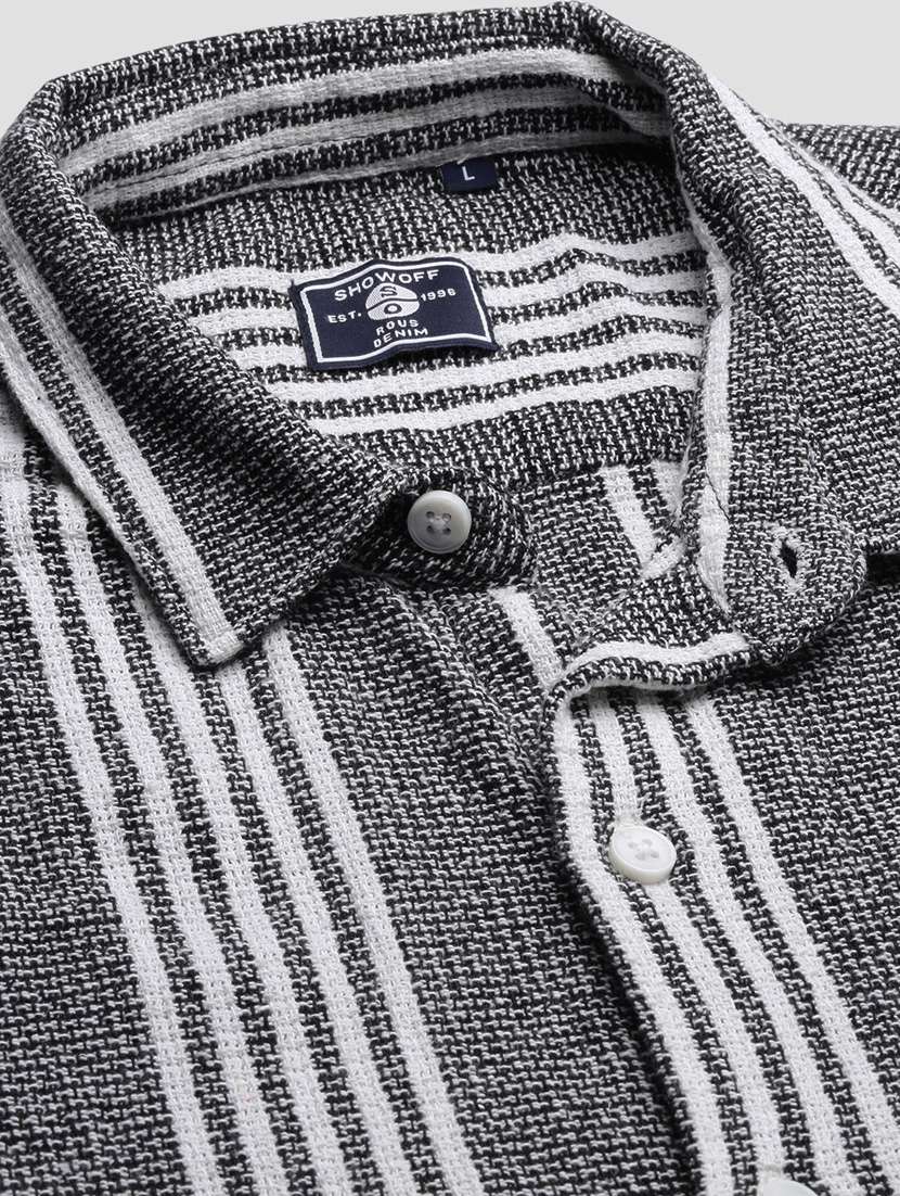 men short sleeved striped casual shirt - 21378743 - Standard Image - 6