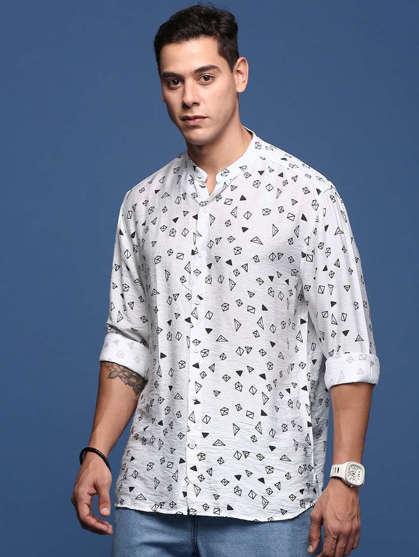 men long sleeved printed casual shirt - 21378759 -  Standard Image - 1