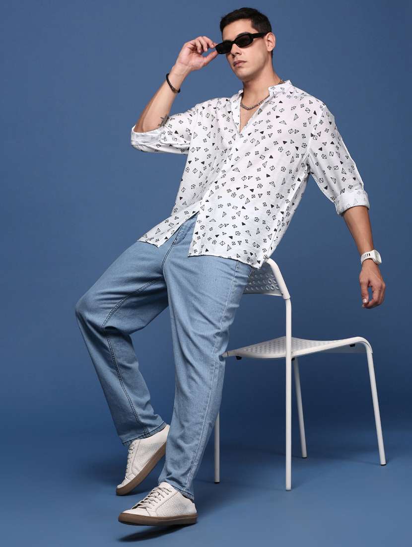 men long sleeved printed casual shirt - 21378759 -  Standard Image - 4