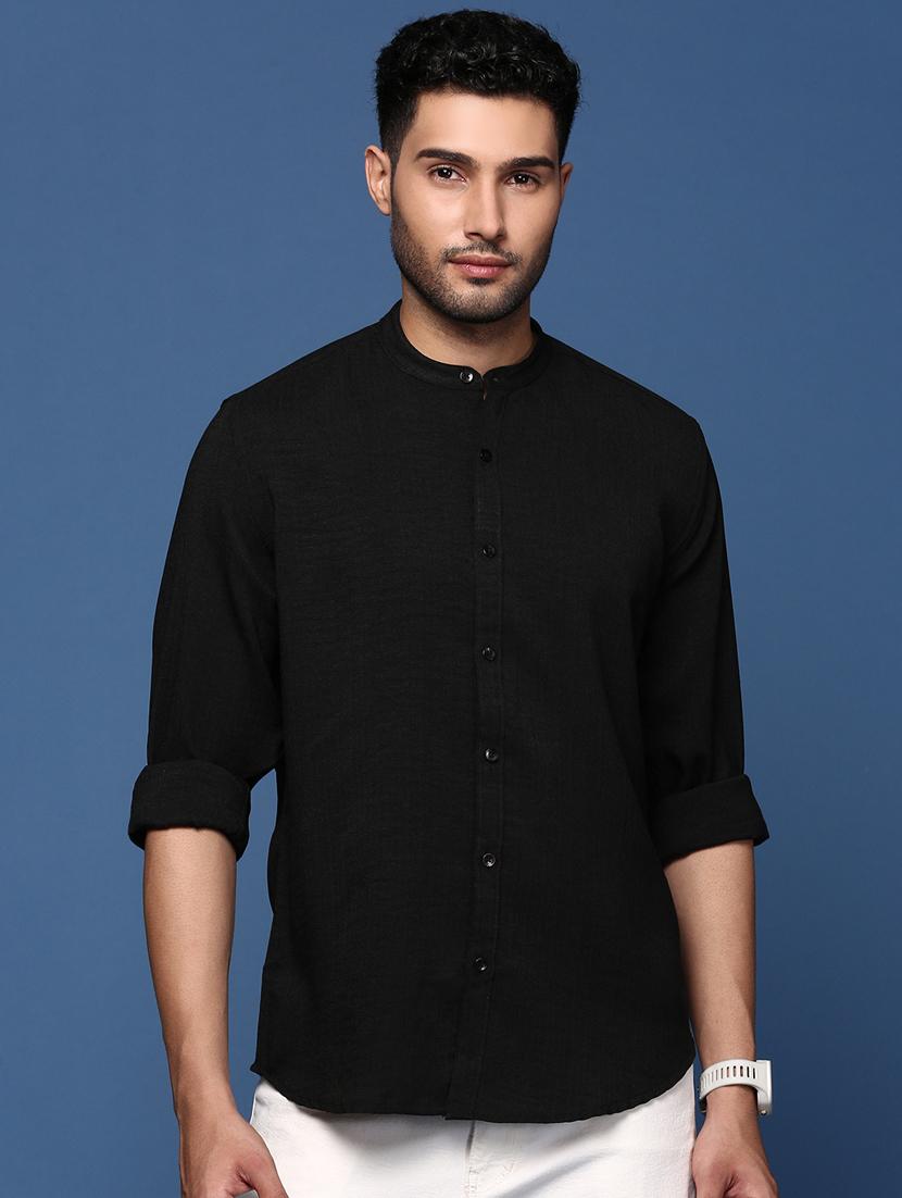 men long sleeved solid casual shirt - 21378772 -  Zoom Image - 0