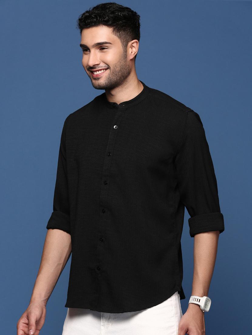 men long sleeved solid casual shirt - 21378772 -  Standard Image - 1