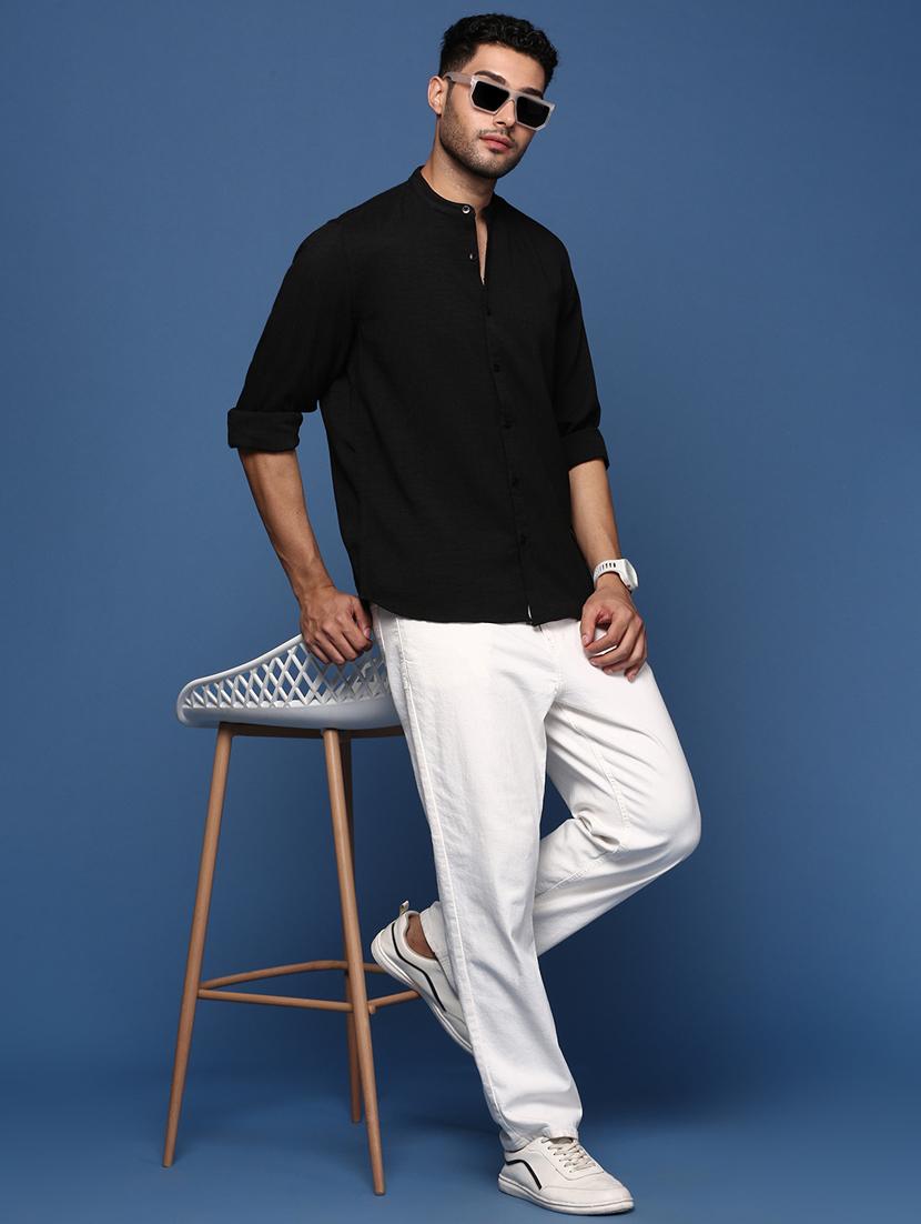 men long sleeved solid casual shirt - 21378772 - Standard Image - 4