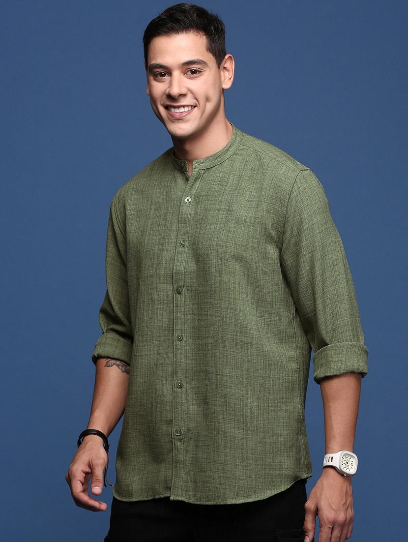 men long sleeved solid casual shirt - 21378773 - Standard Image - 1