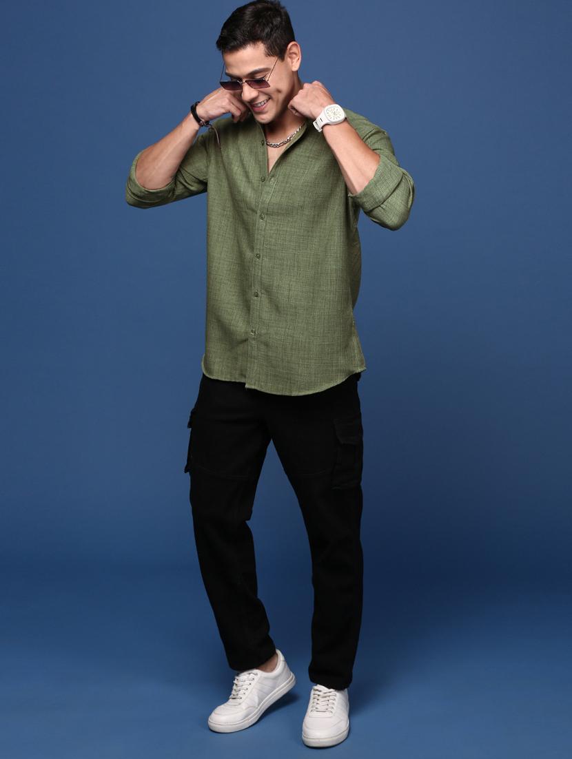 men long sleeved solid casual shirt - 21378773 - Standard Image - 4