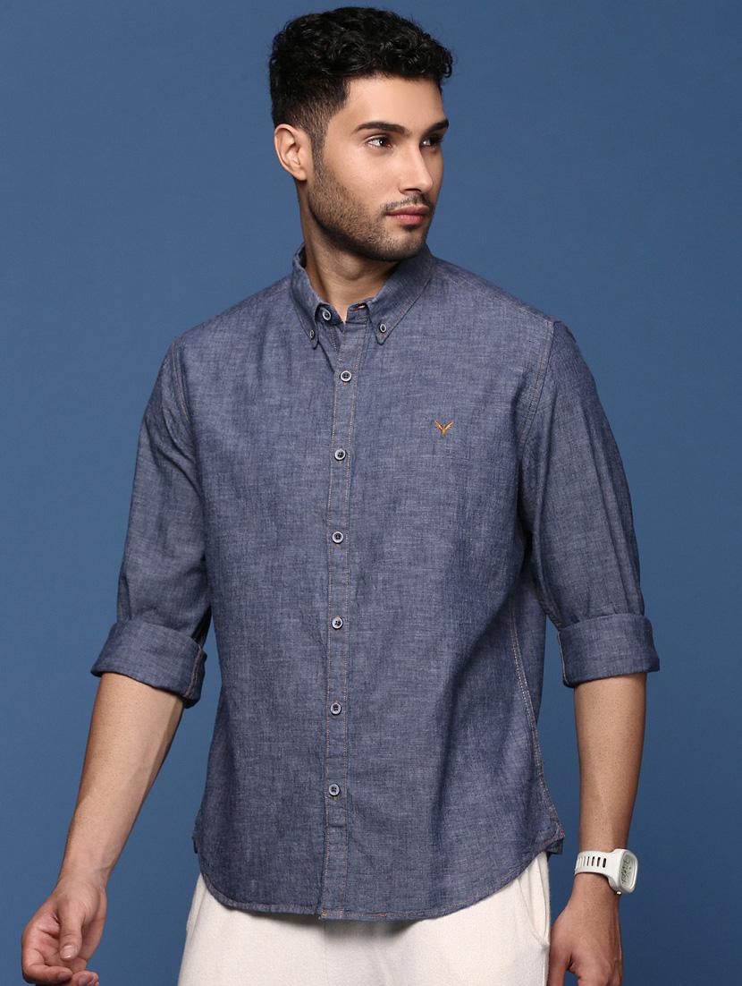 men long sleeved solid casual shirt - 21378785 - Standard Image - 1