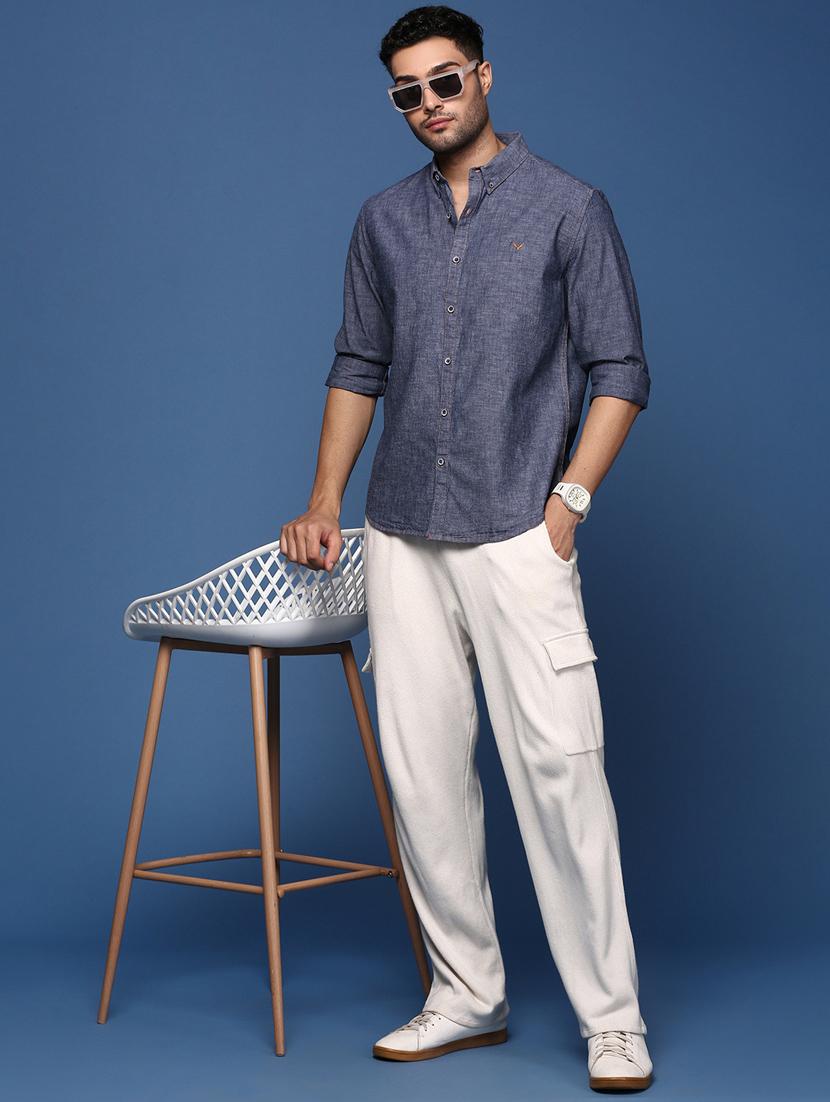 men long sleeved solid casual shirt - 21378785 - Standard Image - 4