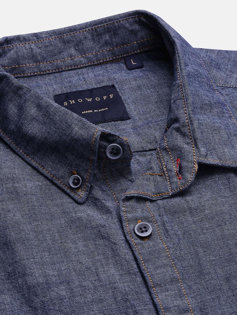 men long sleeved solid casual shirt - 21378785 - Standard Image - 6