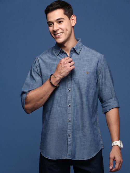 men solid cotton casual shirt - 21378787 -  Standard Image - 0