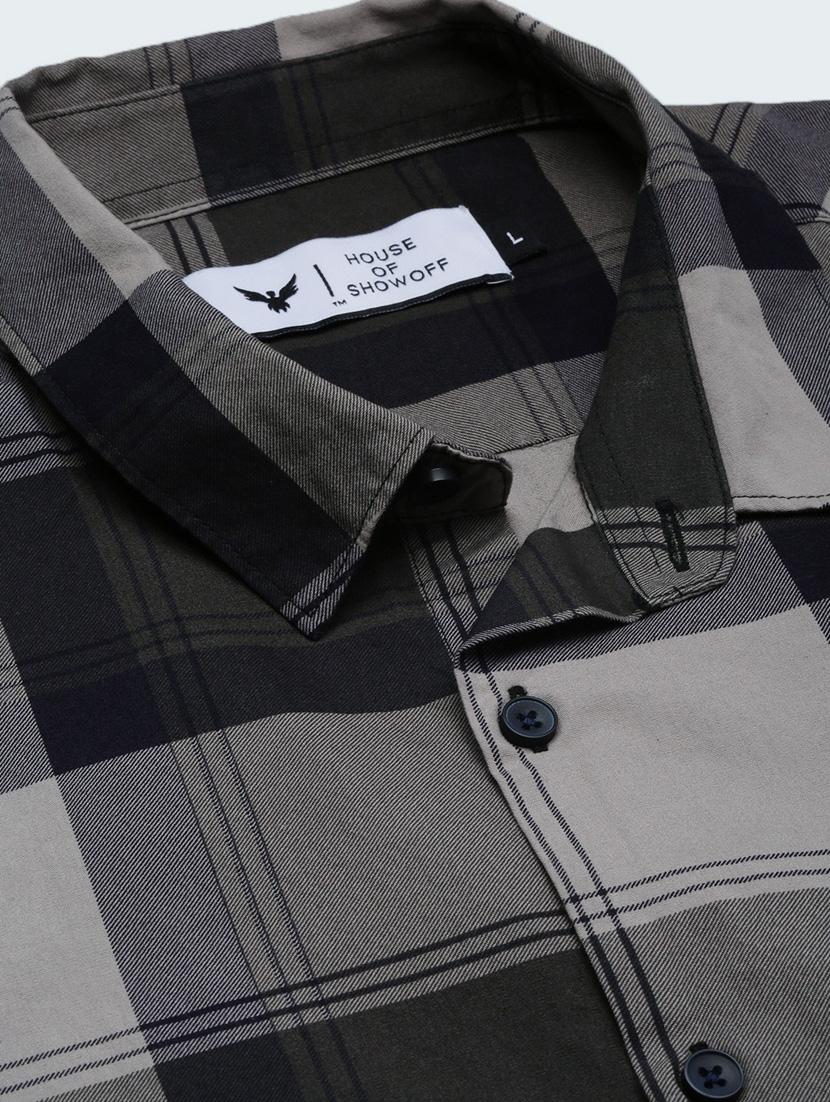 grey checkered cotton casual shirt - 21378810 - Standard Image - 6