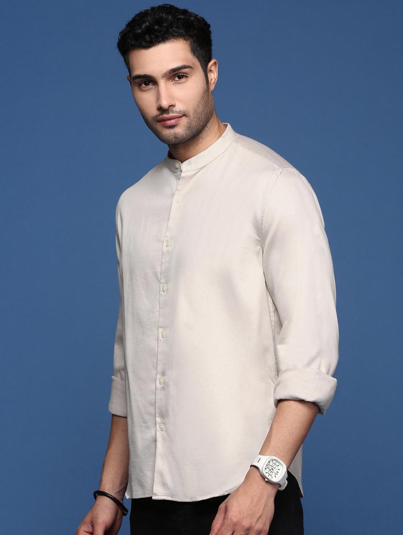 men long sleeved solid casual shirt - 21378818 - Standard Image - 1