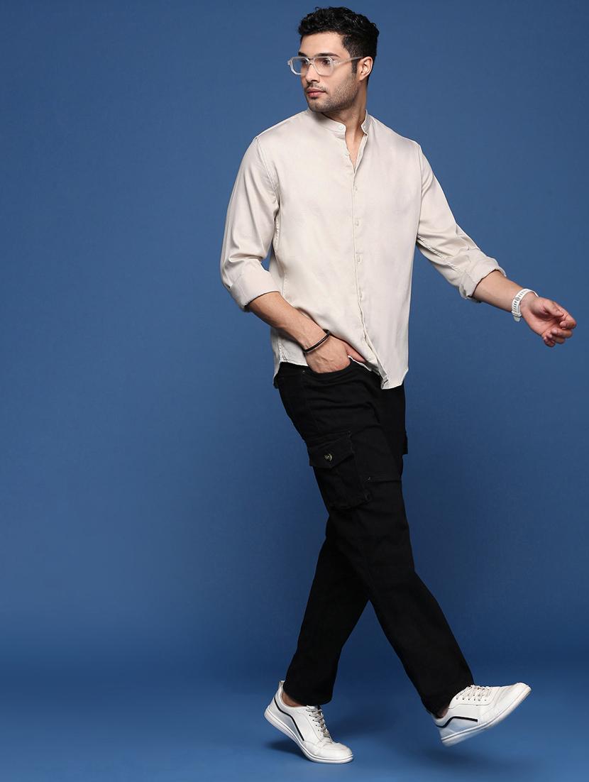 men long sleeved solid casual shirt - 21378818 - Standard Image - 4