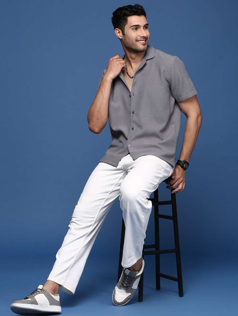 men short sleeved solid casual shirt - 21378832 - Standard Image - 6