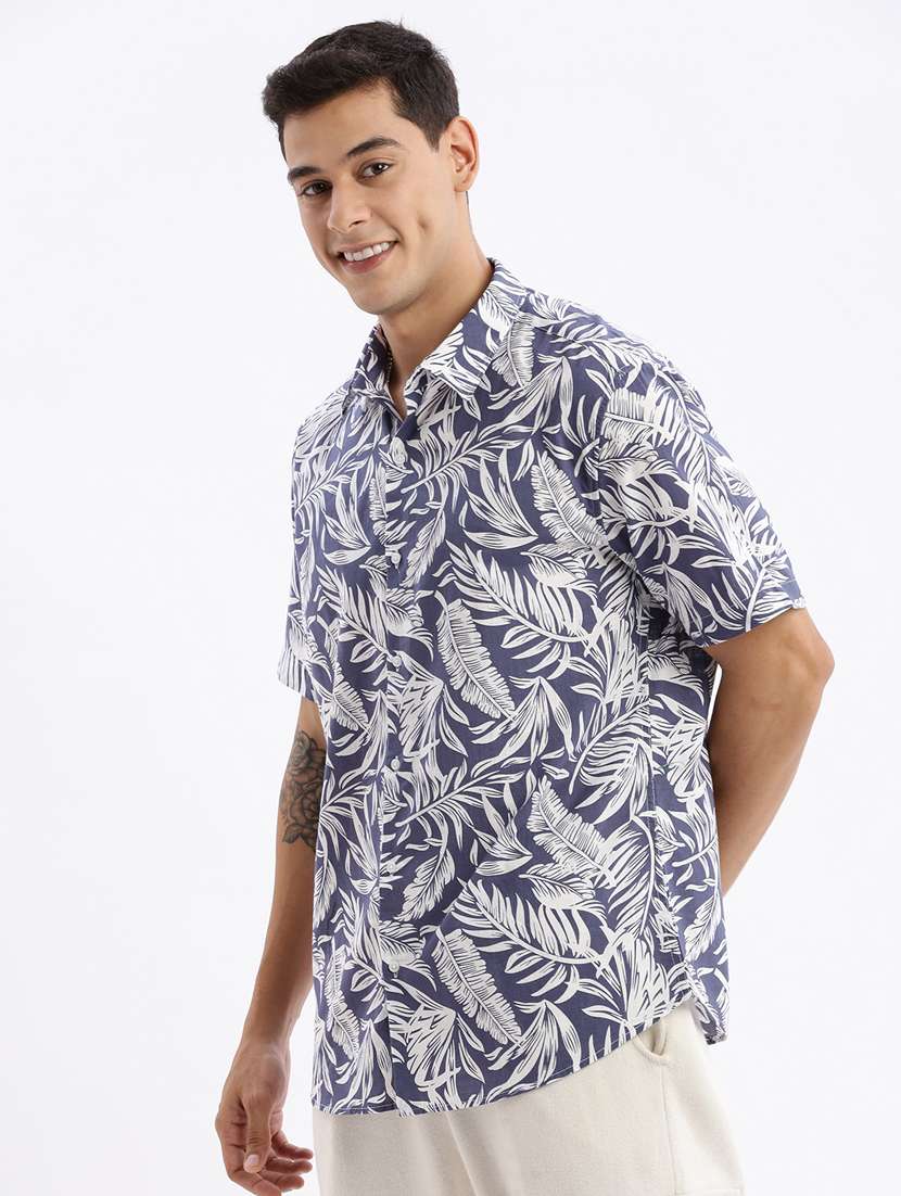 blue printed cotton casual shirt - 21378840 -  Standard Image - 1