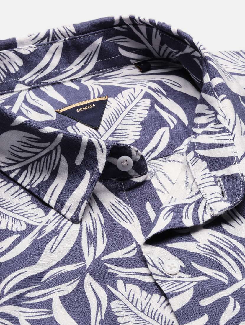 blue printed cotton casual shirt - 21378840 -  Standard Image - 6