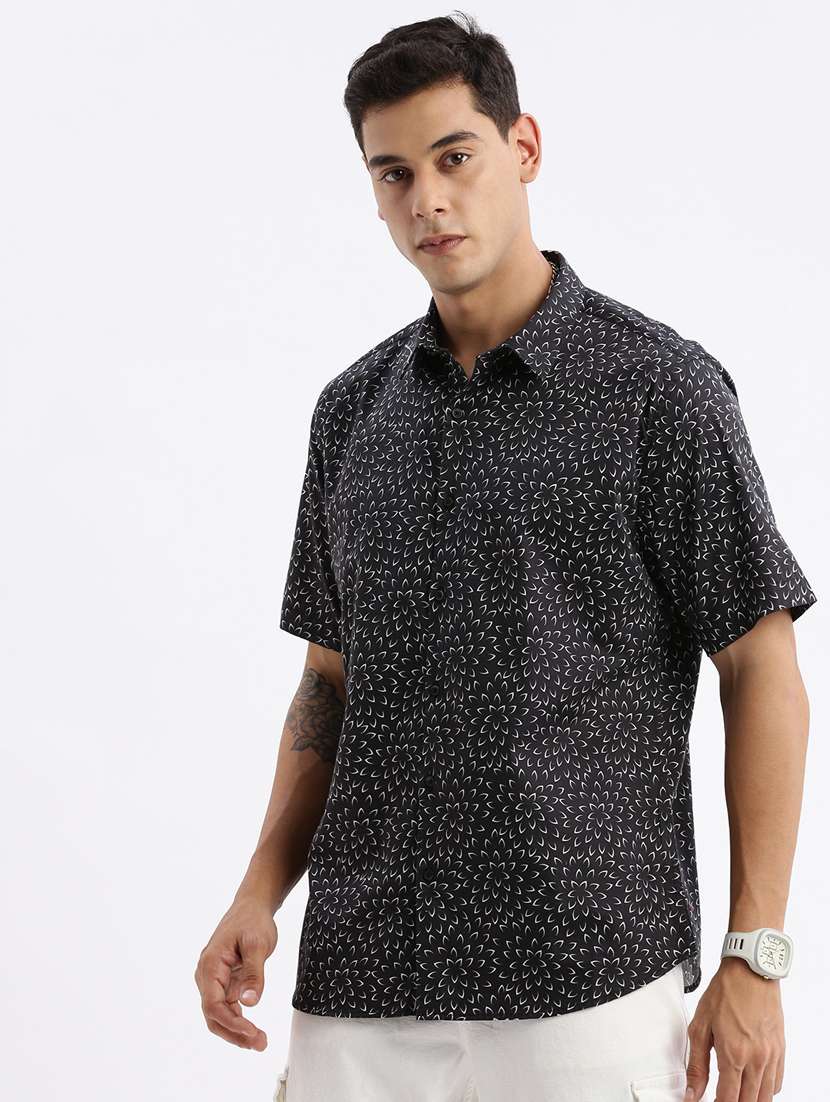 black printed cotton casual shirt - 21378841 -  Standard Image - 1
