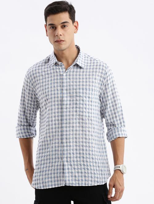 men long sleeved checkered casual shirt - 21378858 -  Standard Image - 0