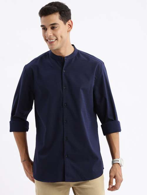 men long sleeved solid casual shirt - 21378872 - Standard Image - 0