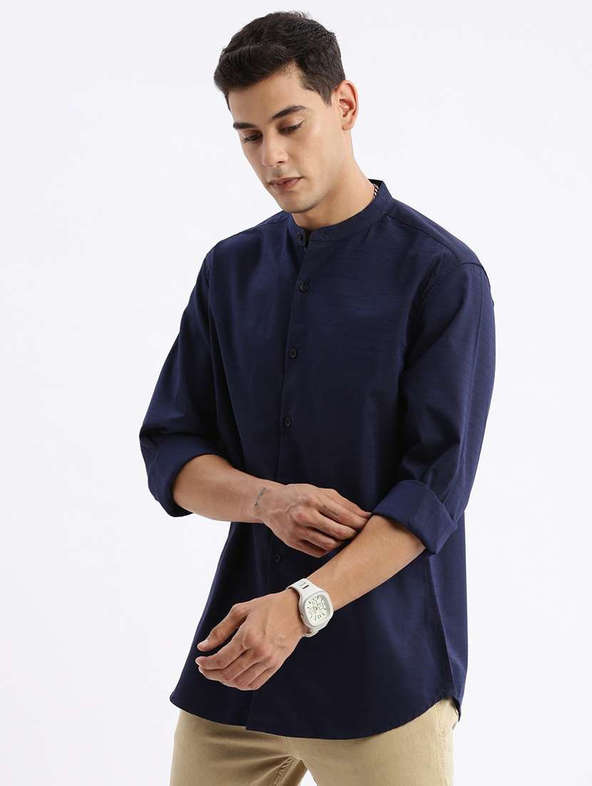 men long sleeved solid casual shirt - 21378872 - Standard Image - 1