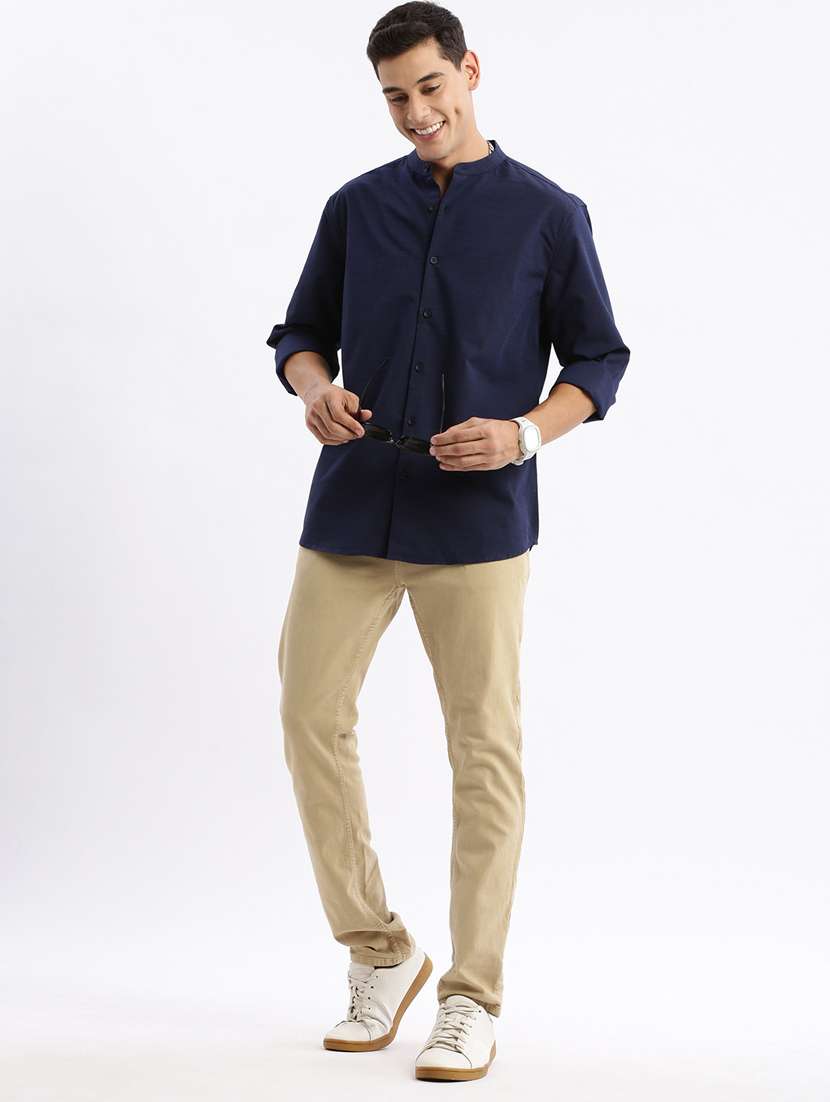 men long sleeved solid casual shirt - 21378872 - Standard Image - 4