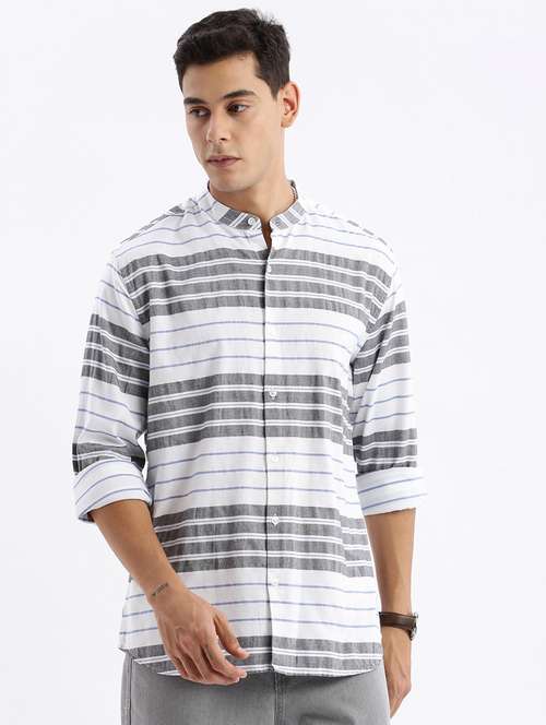 men long sleeved striped casual shirt - 21378875 -  Standard Image - 0