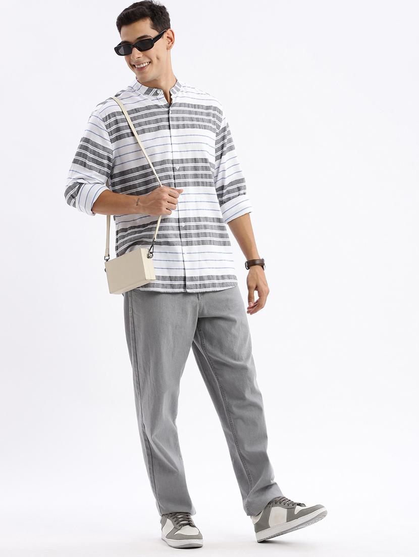 men long sleeved striped casual shirt - 21378875 - Standard Image - 4