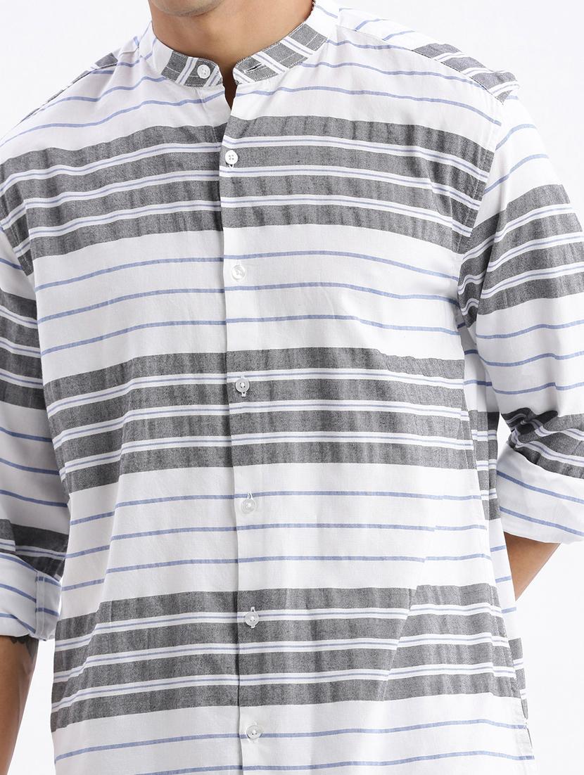 men long sleeved striped casual shirt - 21378875 - Standard Image - 6