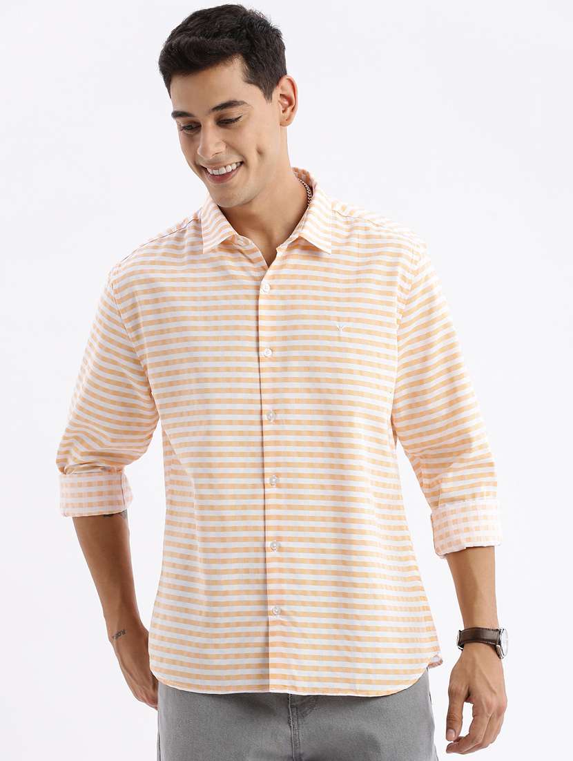 men striped cotton casual shirt