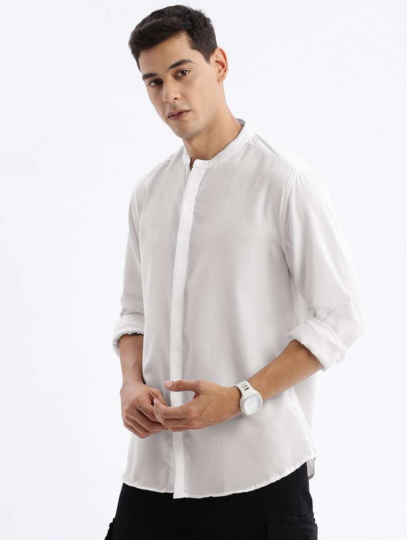 white solid cotton casual shirt - 21378883 -  Standard Image - 1