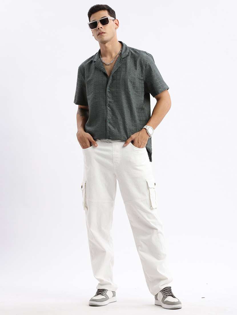 men short sleeved solid casual shirt - 21378895 - Standard Image - 4