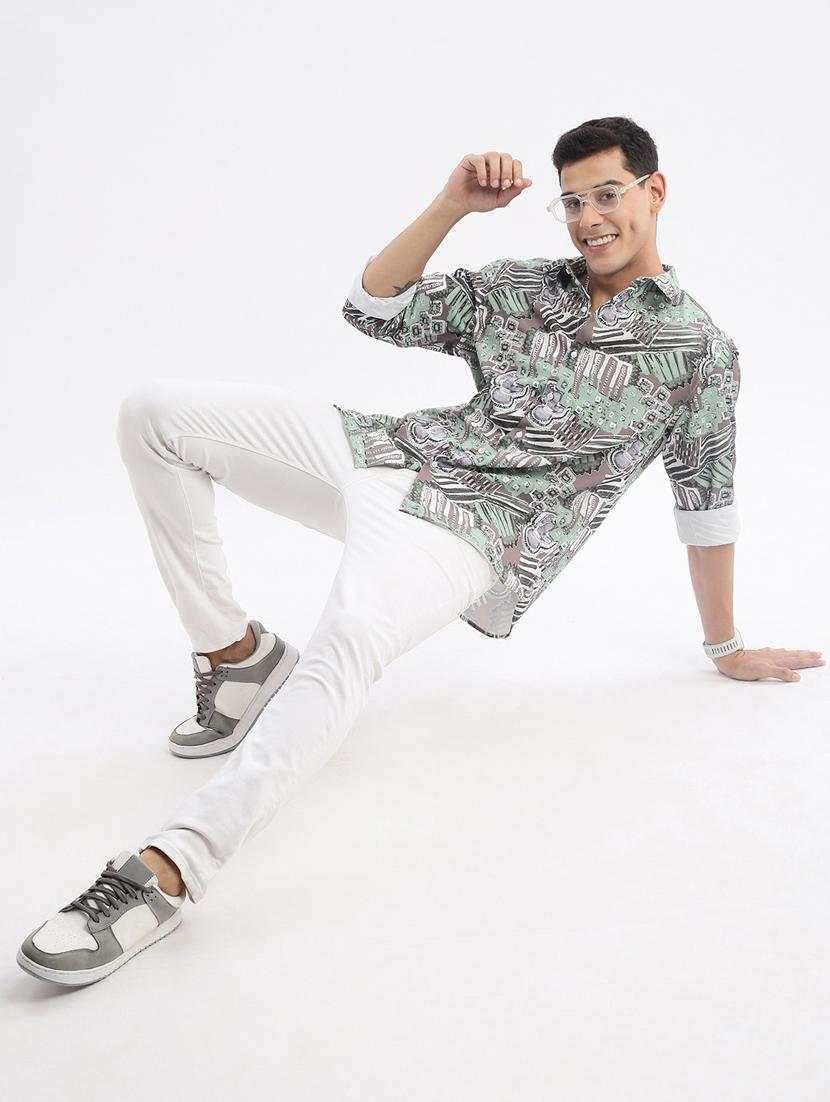 green printed crepe casual shirt - 21378908 - Standard Image - 4
