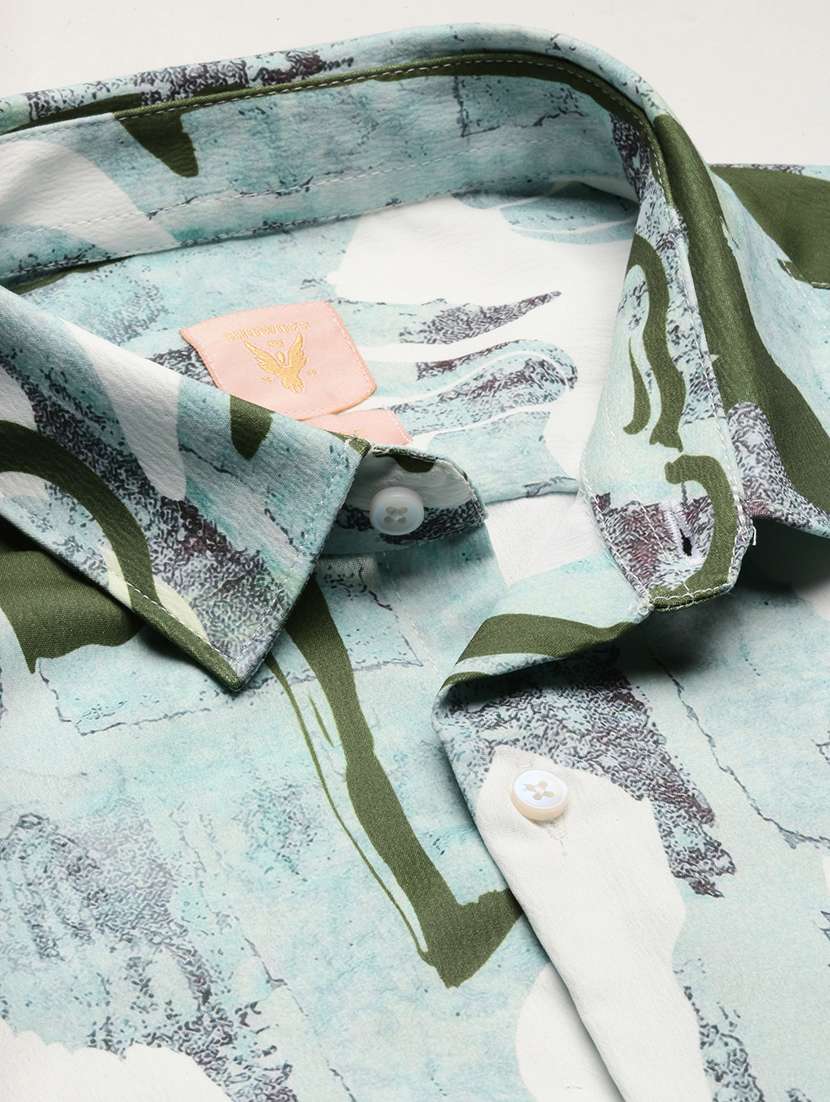 sea green printed crepe casual shirt - 21378910 -  Standard Image - 6