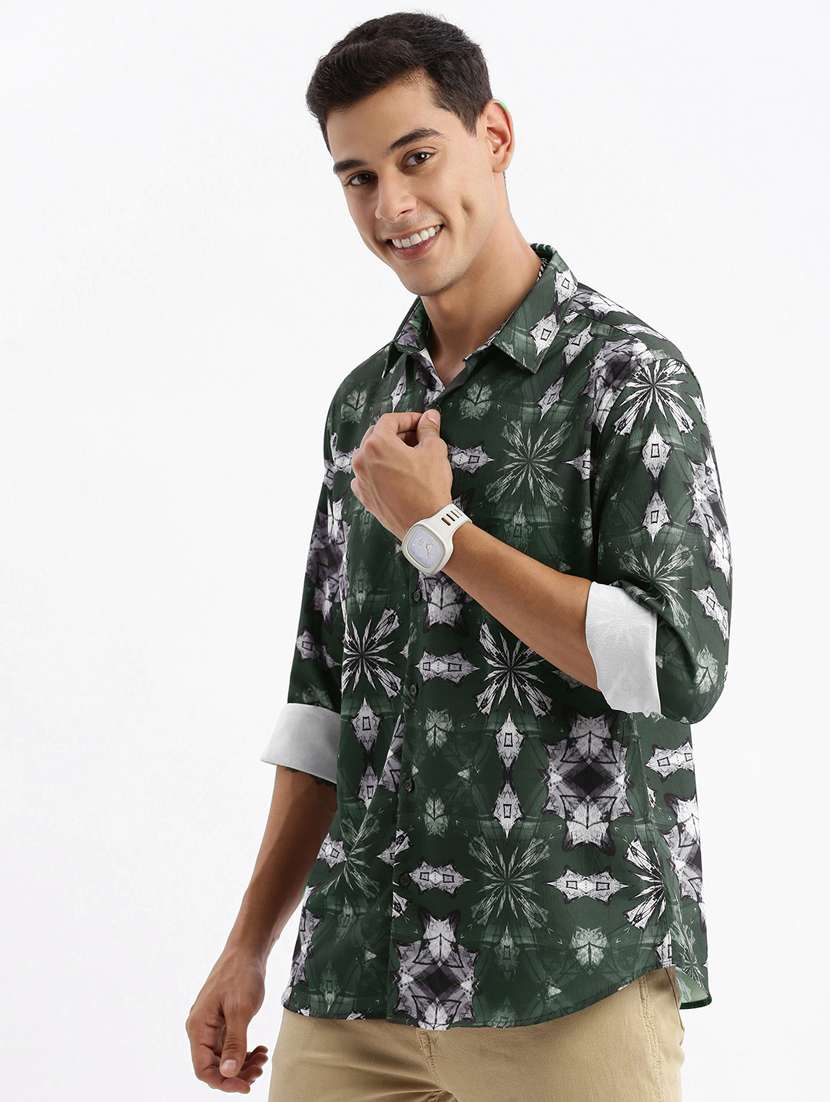 men long sleeved printed casual shirt - 21378911 - Standard Image - 1