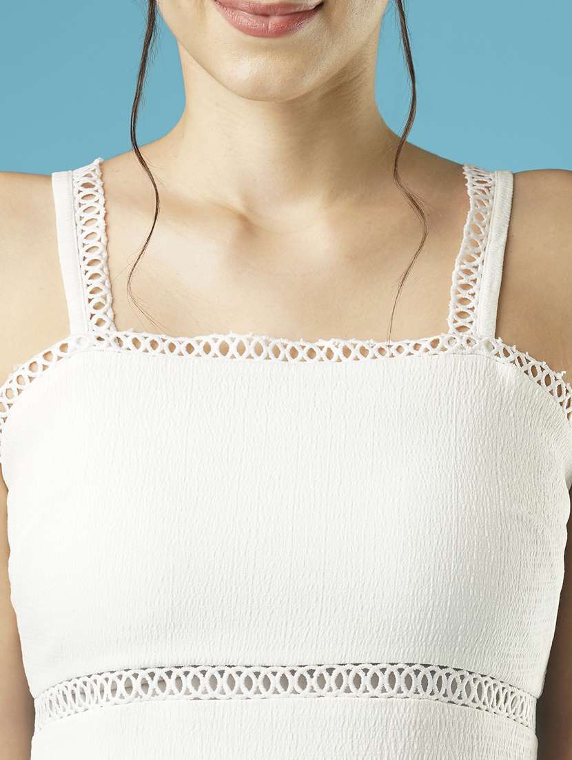 globus women white self design strappy shoulder lace inserts back slit sheath midi party dress - 21378999 -  Standard Image - 4