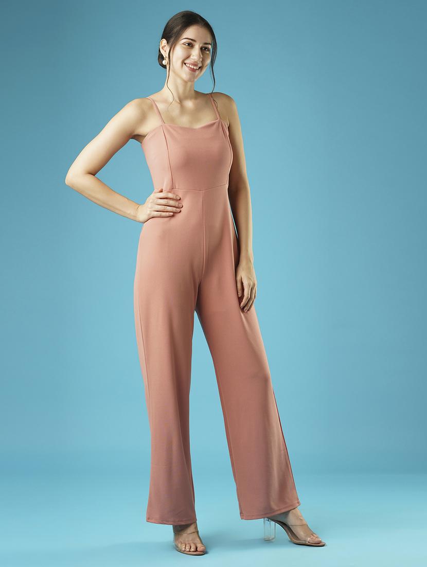 globus women pink sweetheart neck adjustable strappy shoulder jumpsuit - 21379001 - Standard Image - 1