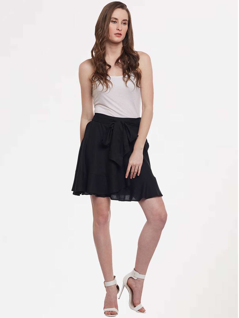 women black solids flared skirt - 21380153 - Standard Image - 4