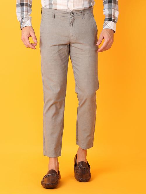 men solid flat front chinos trousers - 21381825 -  Standard Image - 0