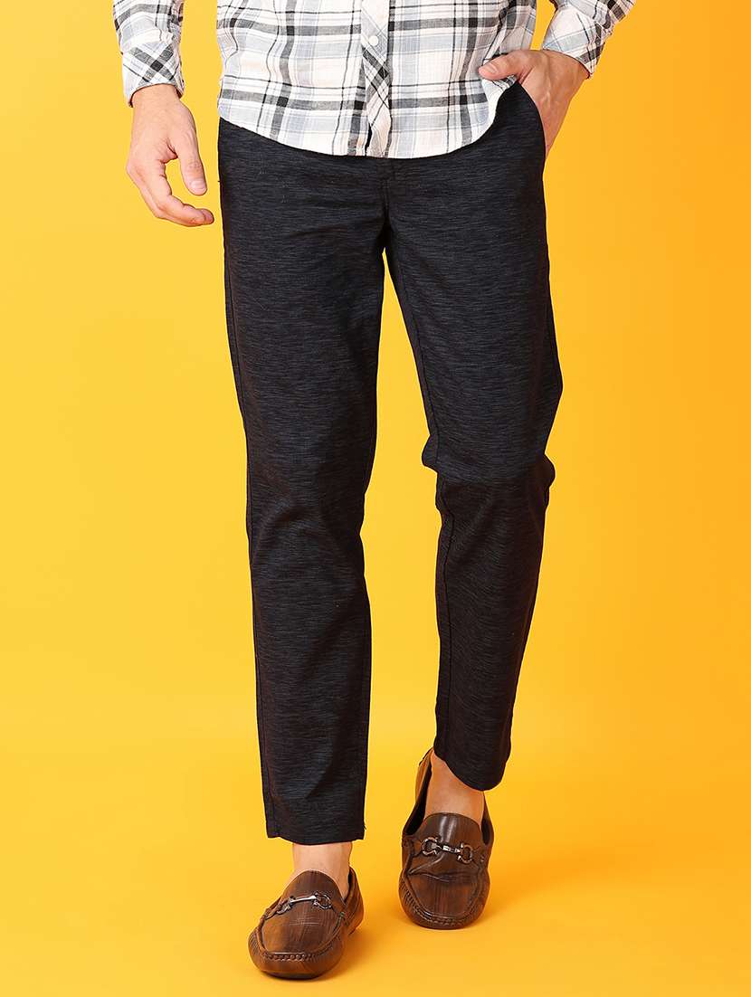 men solid flat front chinos trousers - 21381826 -  Standard Image - 1