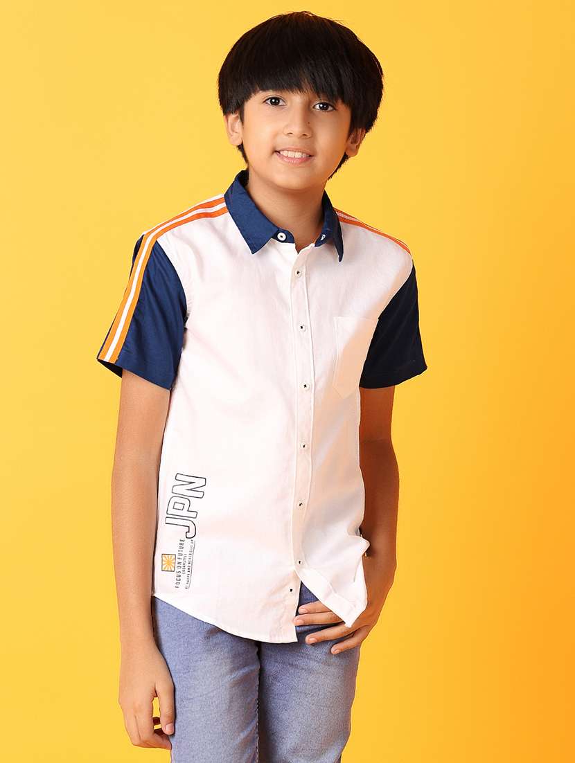 boys collared color block shirt
