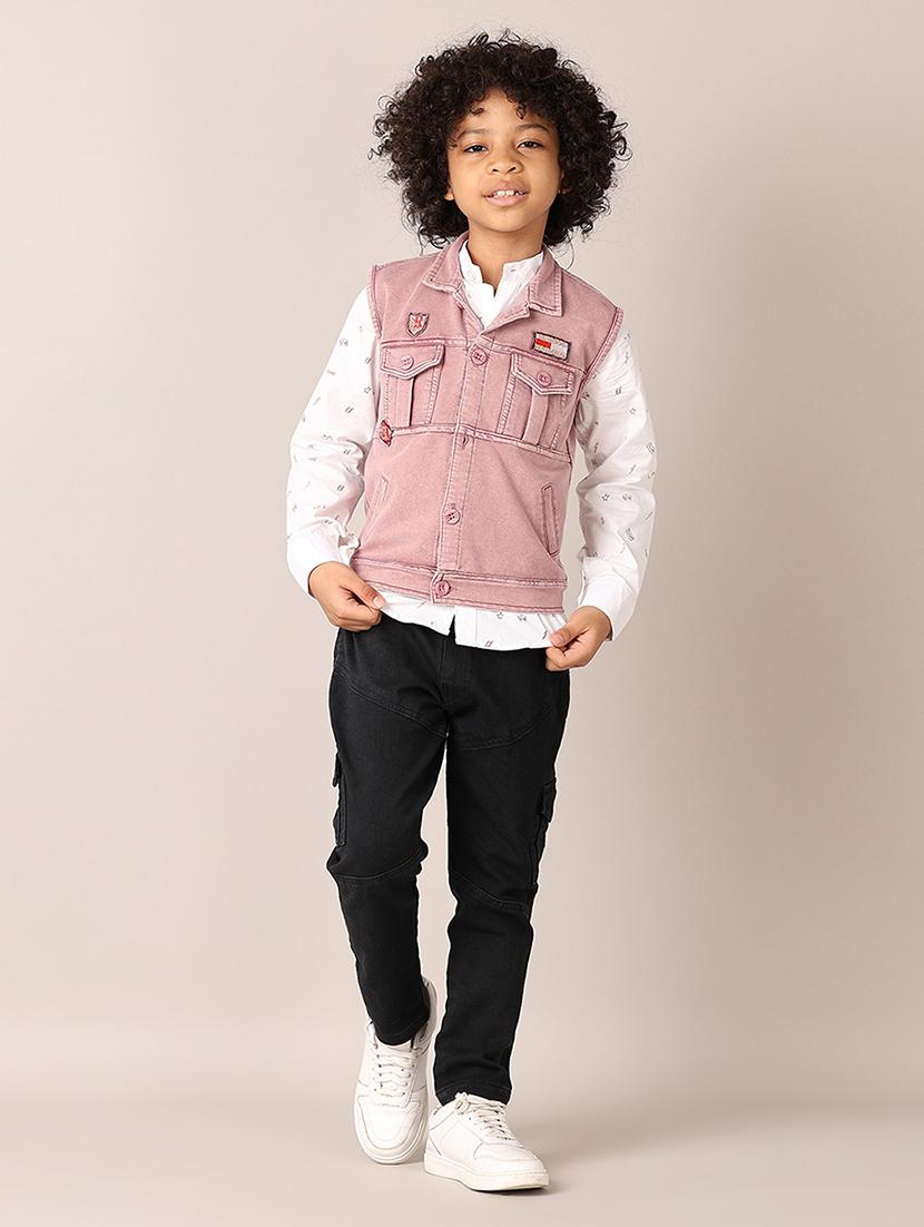 boys printed long sleeves shirt & jeans set
