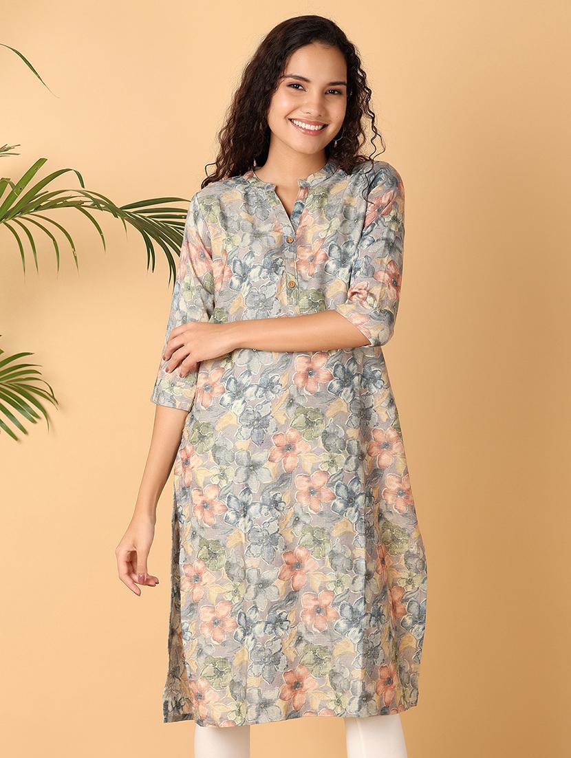 women three quarter sleeve straight kurta