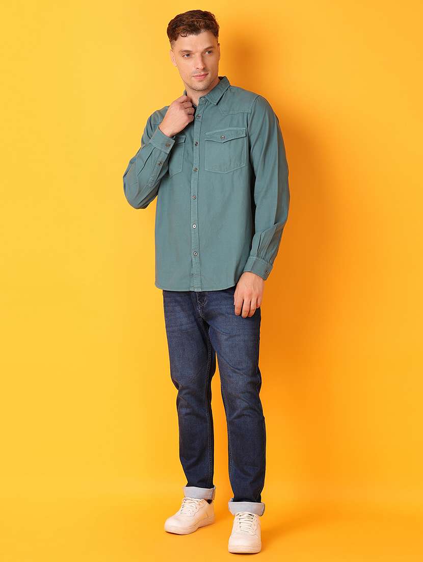 men solid collared long sleeves casual shirt - 21381953 -  Standard Image - 4