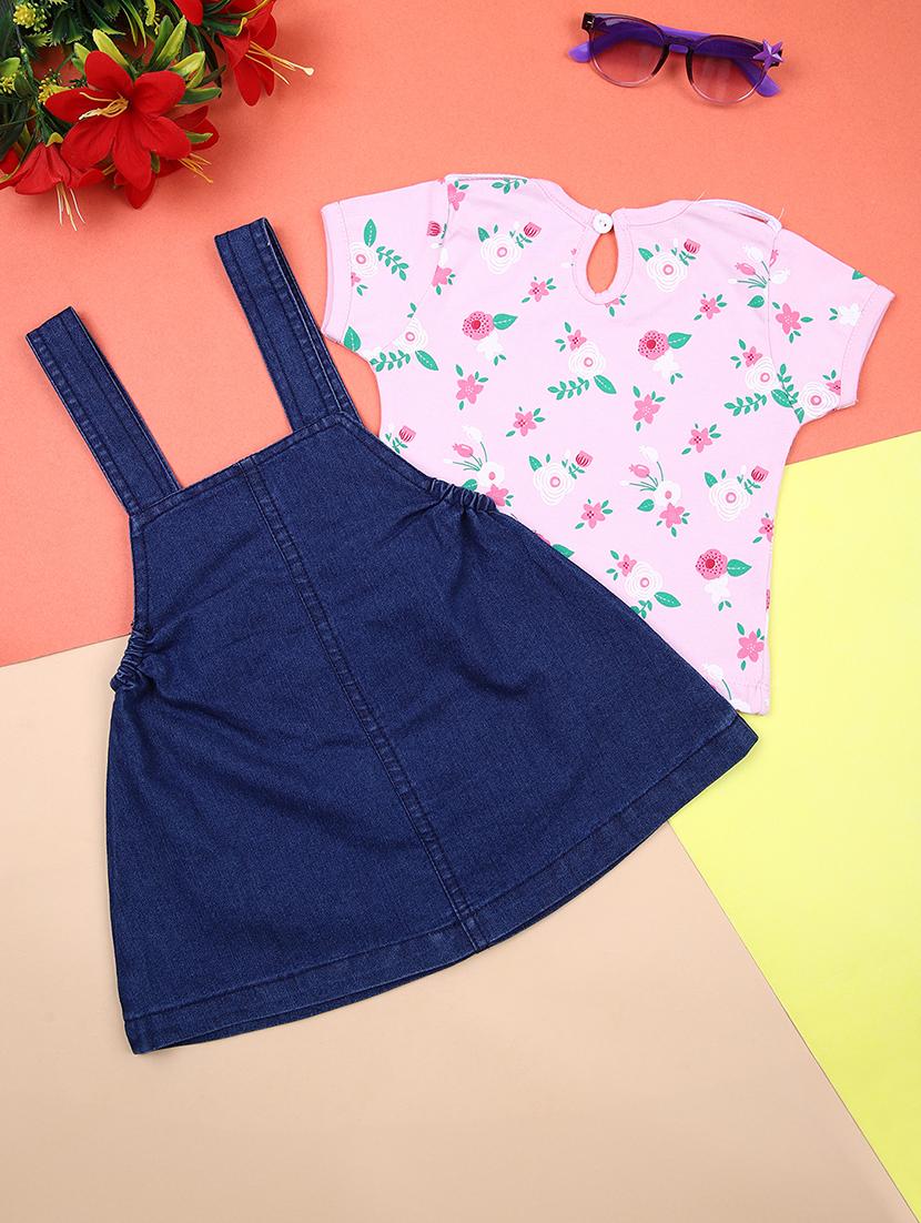 girls printed dungarees twin set - 21381999 - Standard Image - 1