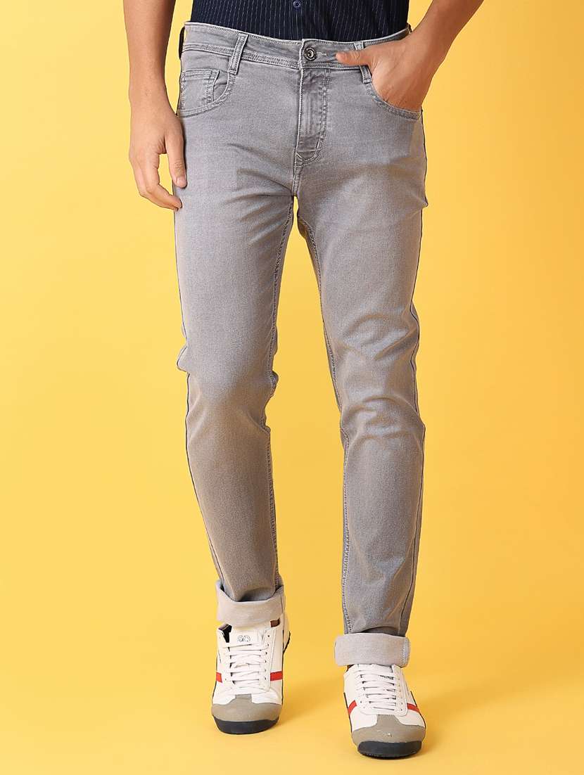 men grey plain jean