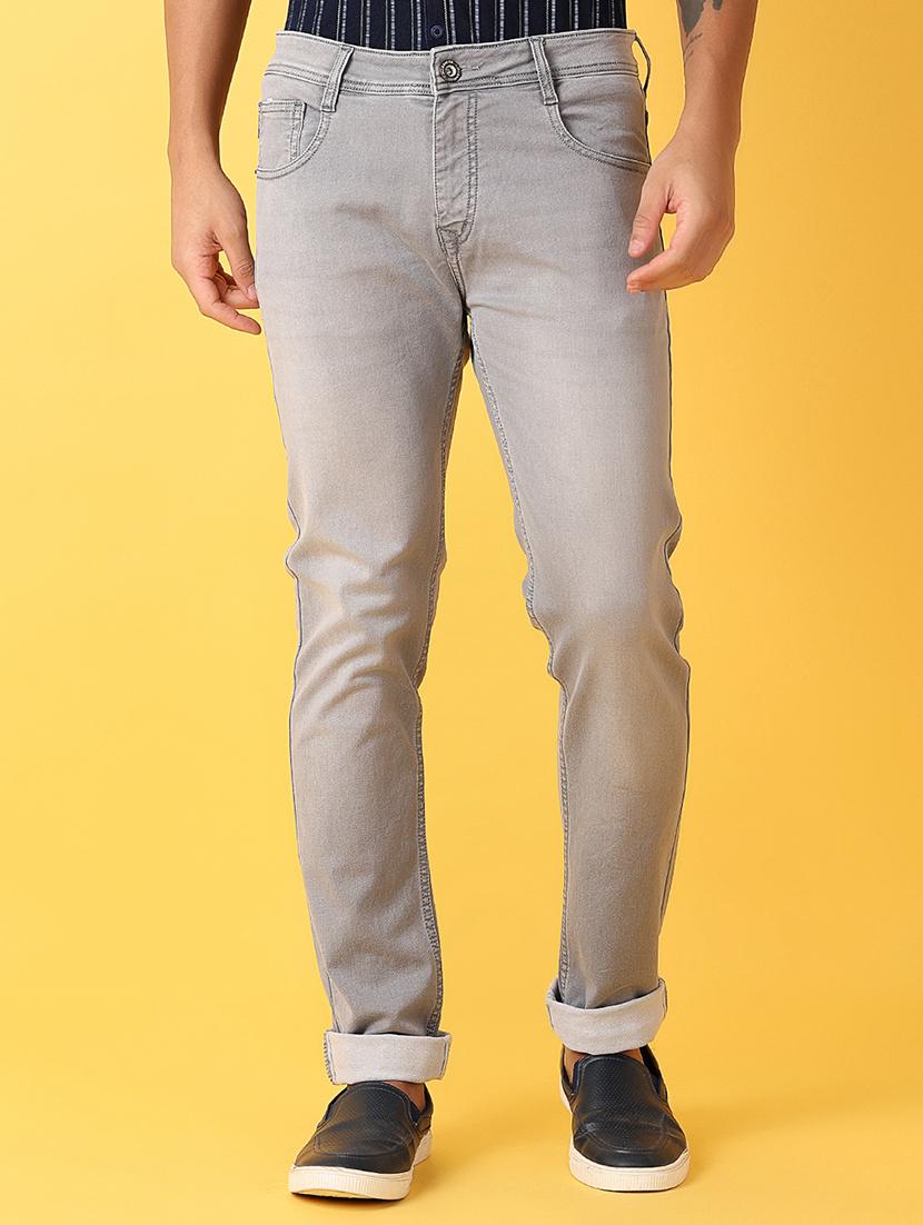 men mid rise plain jeans