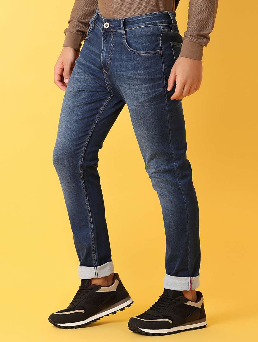 men blue plain jean - 21382052 -  Standard Image - 1
